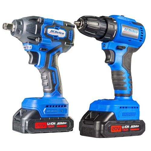 ACDelco ARI20132-K1 20V Cordless Drill, Impact Driver,Impact drill, 2 Tool Power Tool Combo Kit, Brushless Power Tool Set with 2 Batteries and Charger Included | Amazon (US)