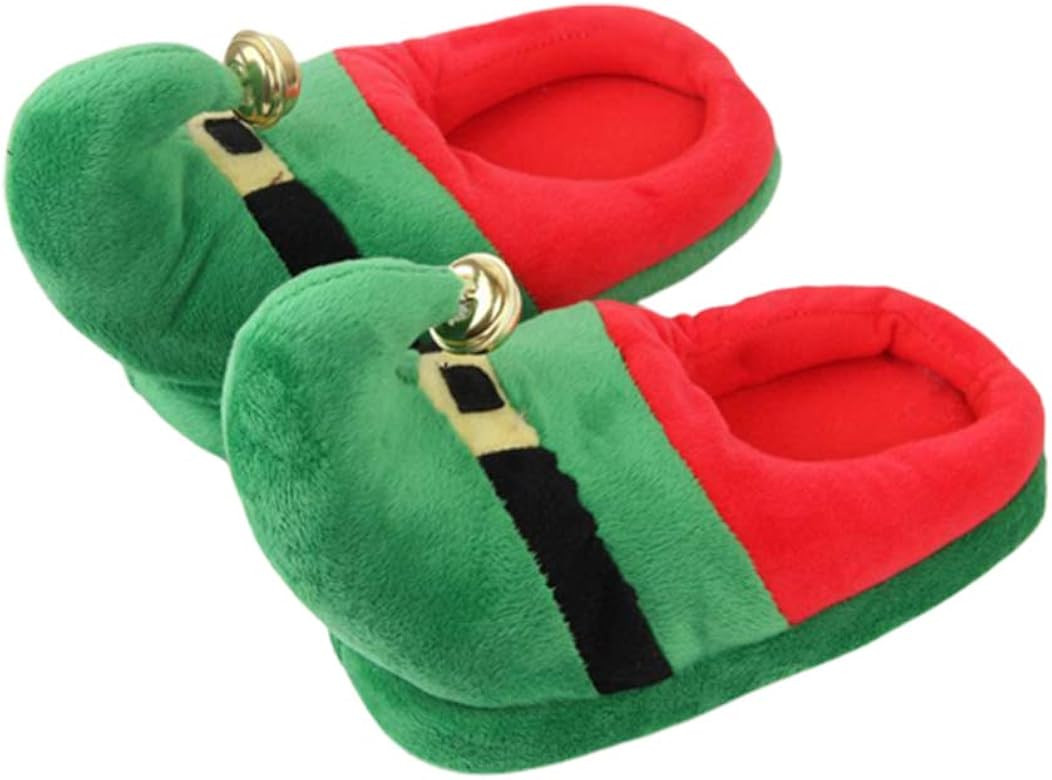 Happyyami 1 par de pantuflas de Navidad de Papá Noel, pantuflas de elfo de Navidad, pantuflas de... | Amazon (US)