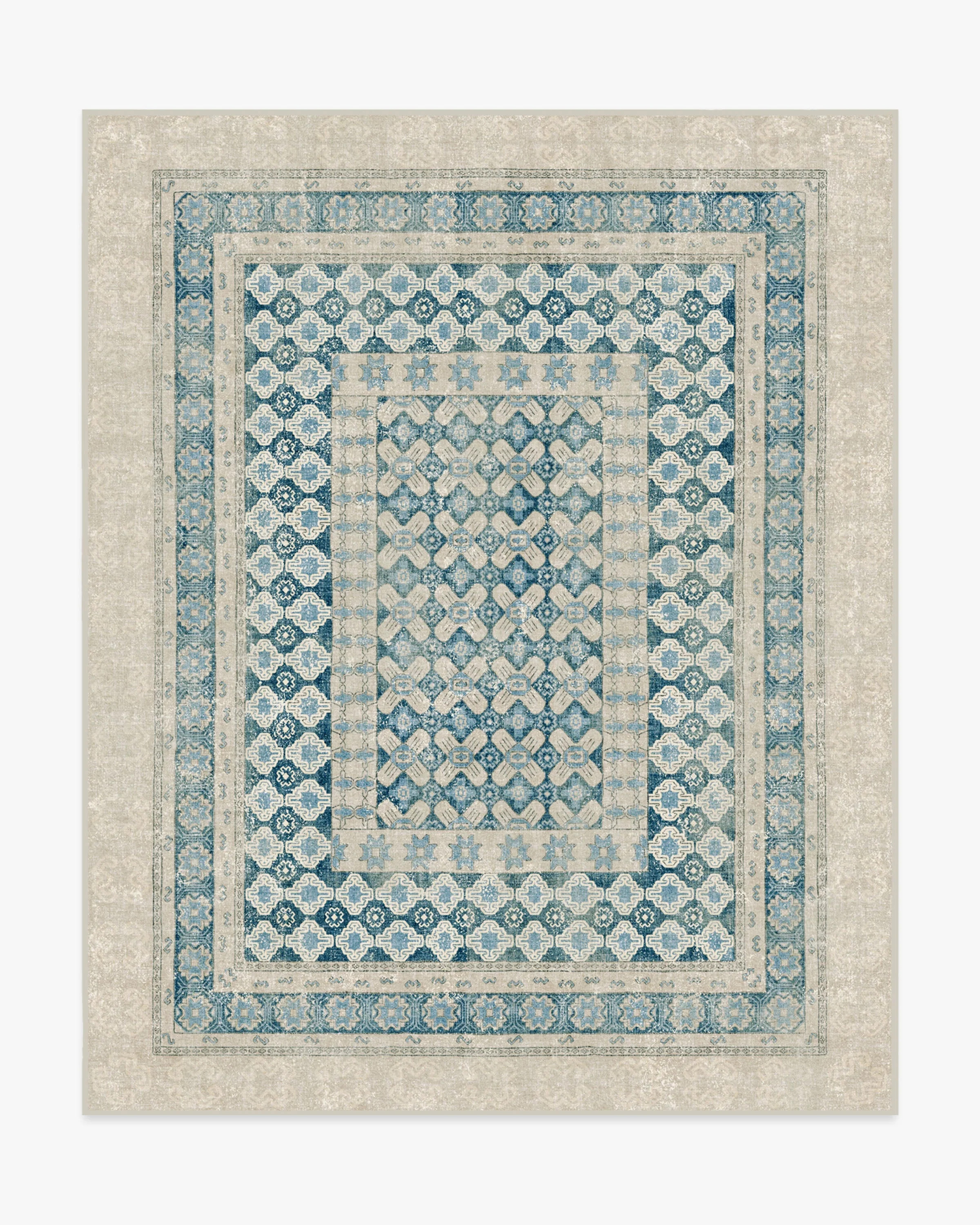 Cyrus Neutral & Blue Rug | Ruggable US | Ruggable