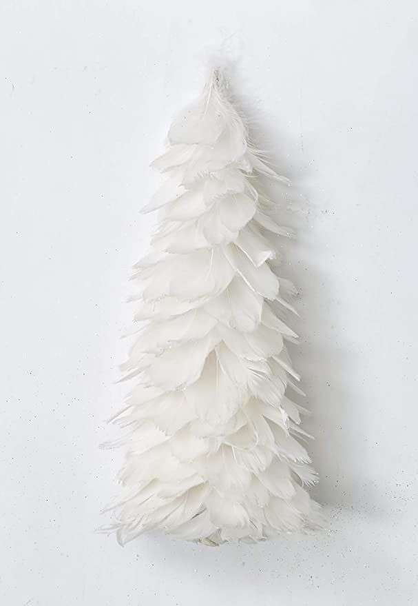 Worth Imports 16" Christmas Glitter Tips Feather Tree, White | Amazon (US)