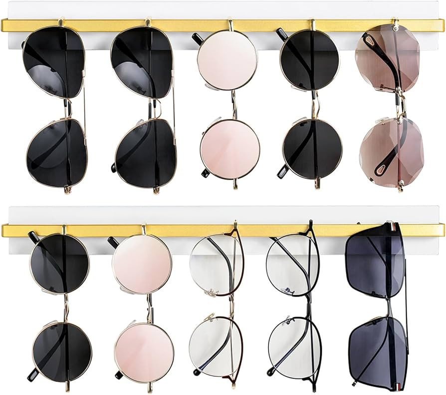 Mkono Wall Mounted Sunglasses Storage Organizer Wood Modern Simple Eyeglasses Display Holder Eyew... | Amazon (US)