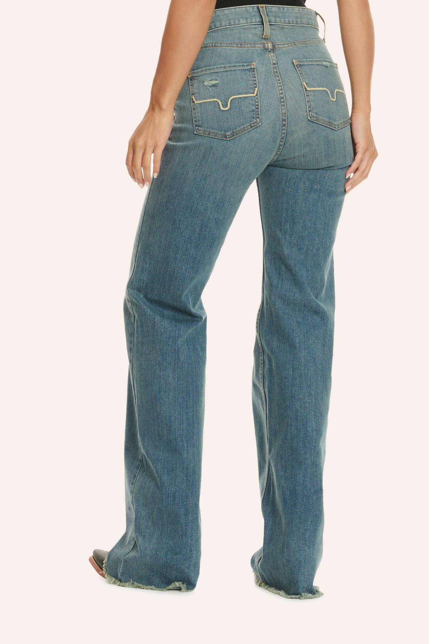 Kimes Ranch Women's Olivia Medium Wash High Rise Raw Hem Wide Leg Jeans - 8x32 - From Cavender's | Cavender's