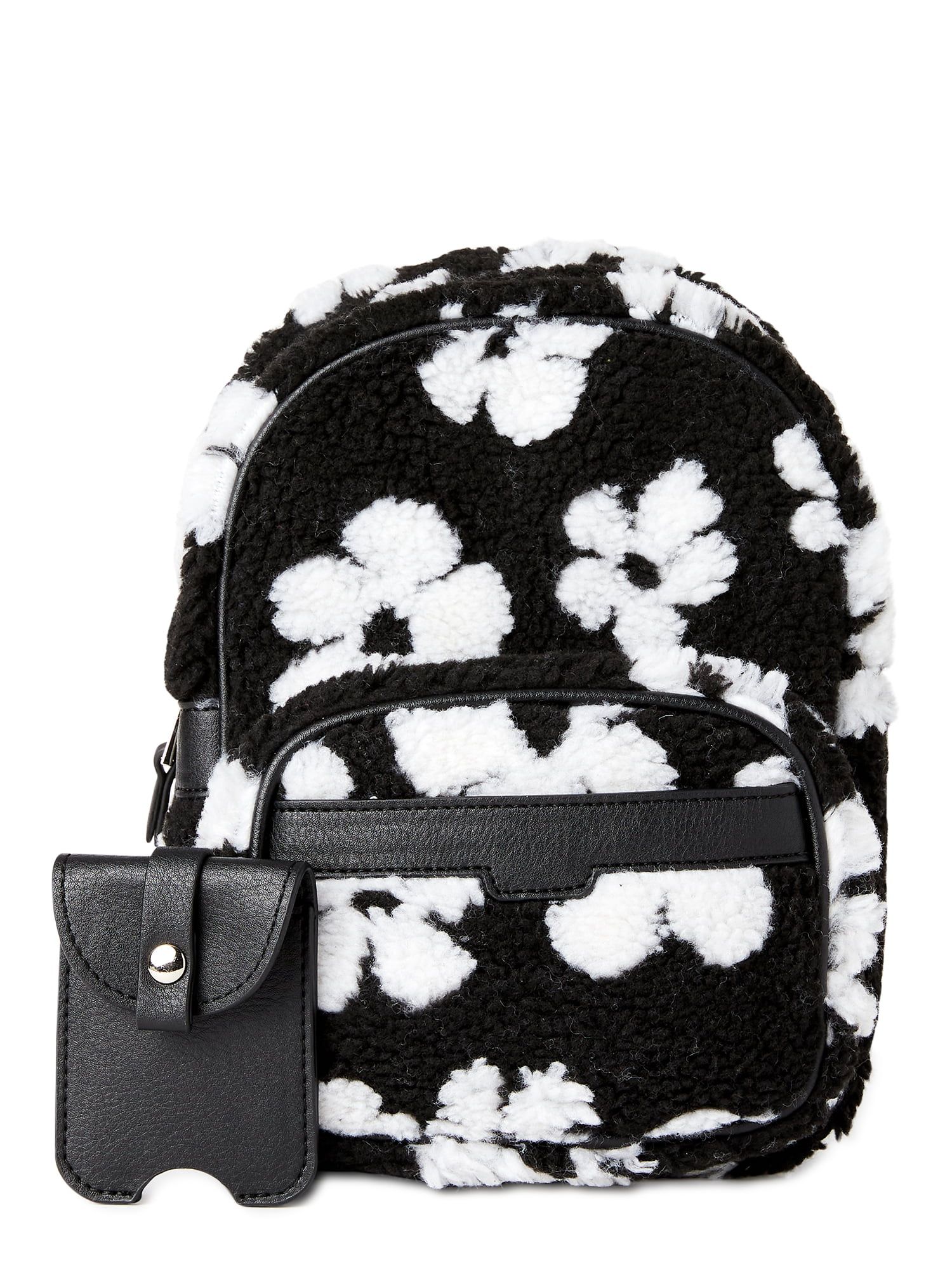 No Boundaries Women's Hands-Free Convertible Backpack Black and White Floral - Walmart.com | Walmart (US)
