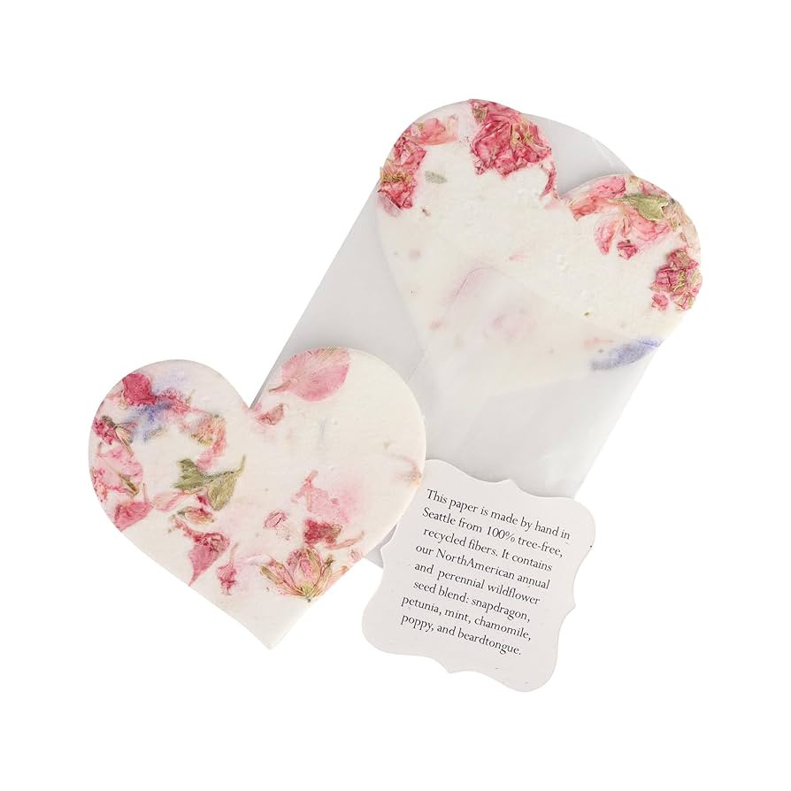 Set of 24 Pink Heart – Plantable Seed Paper Embedded with Wildflower Seeds for Bridal Shower, W... | Amazon (US)