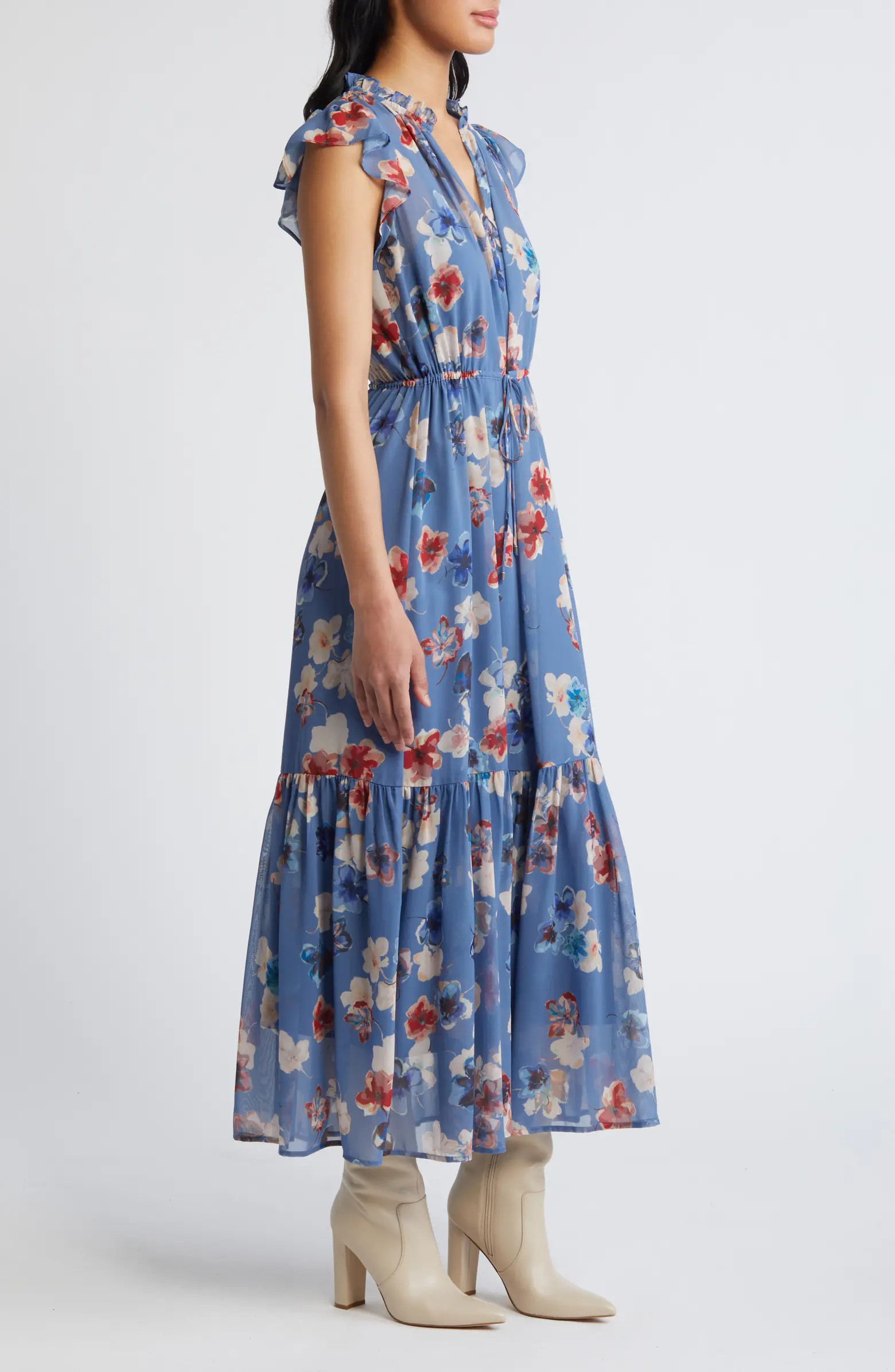 Steve Madden Osiris Floral Cap Sleeve Ruffle Dress | Nordstrom | Nordstrom