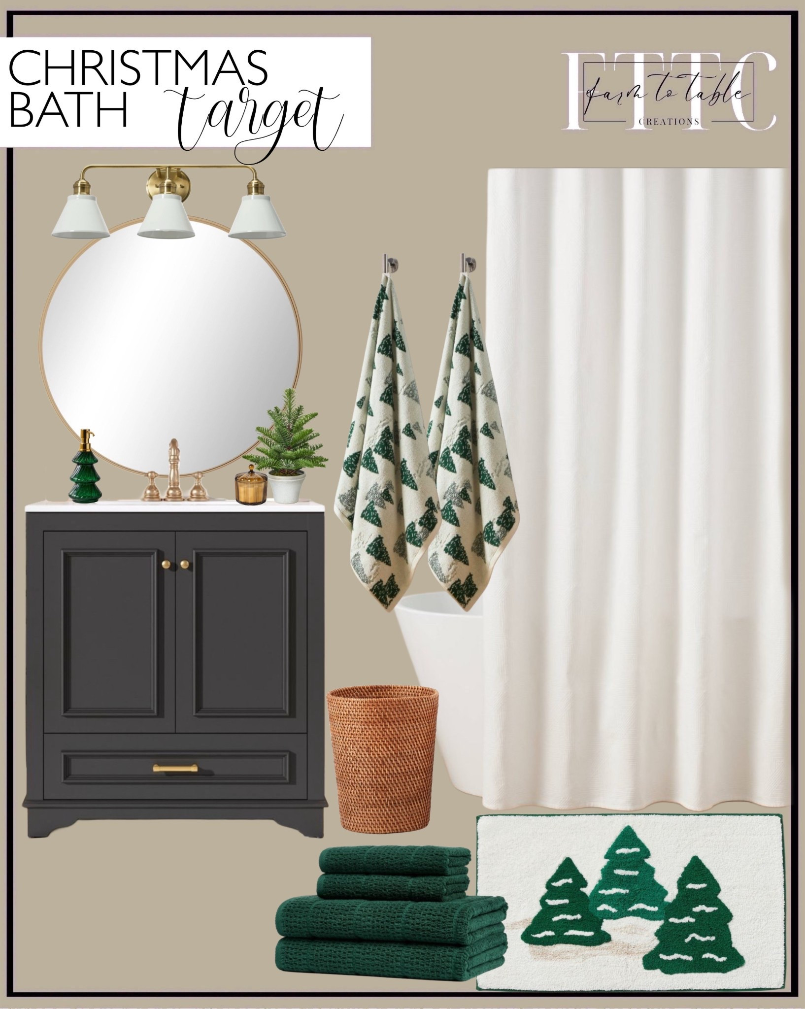 TARGET CHRISTMAS BATH 🎄
Follow @farmtotablecreations for more seasonal home styling and sale finds.

Create a cozy holiday moment in your bathroom with Target’s festive tree towels, bath mat, and deep green accents. I love how these simple touches instantly make the space feel warm, cheerful, and ready for Christmas.

#TargetHome #TargetChristmas #TargetFinds #LTKHome #LTKHoliday #NeutralChristmas #ChristmasBathroom #TargetDecor #CozyHome #HolidayHomeInspo

#LTKHome #LTKSaleAlert #LTKFindsUnder50
