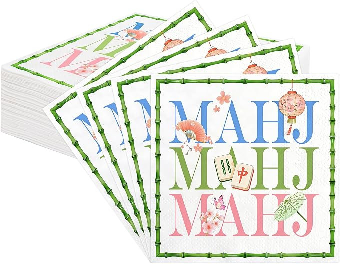Mahjong Napkins 5 X 5 Inches Disposable Cocktail Napkins 50Pcs Mahjong Beverage Napkins for Casua... | Amazon (US)
