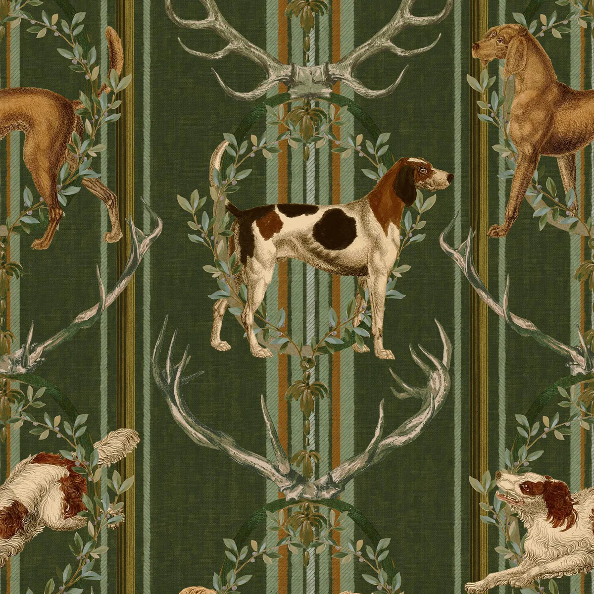 Mindthegap Mountain Dogs Cypress Green Green/Yellow/Taupe/Brown Wallpa | DecoratorsBest