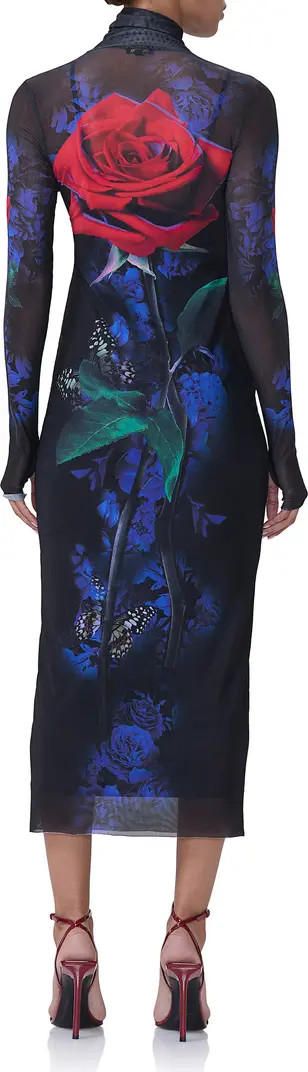 Shailene Long Sleeve Turtleneck Mesh Dress | Nordstrom