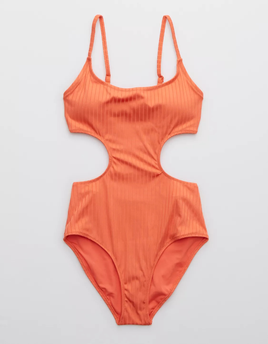 Aerie Ribbed Shine Side Scoop One Piece Swimsuit | American Eagle Outfitters (US & CA)