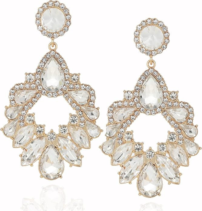 Fashion Rhinestone Statement Drop Dangle Earrings Large Colorful Crystal Chandelier Earrings for ... | Amazon (US)