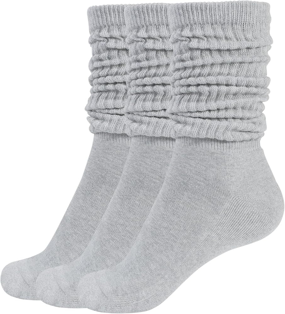 CLOSEMATE Womens Calf Socks Slouch Socks Extra Long Knee High Scrunch Stacked Sock Cotton Boot So... | Amazon (UK)