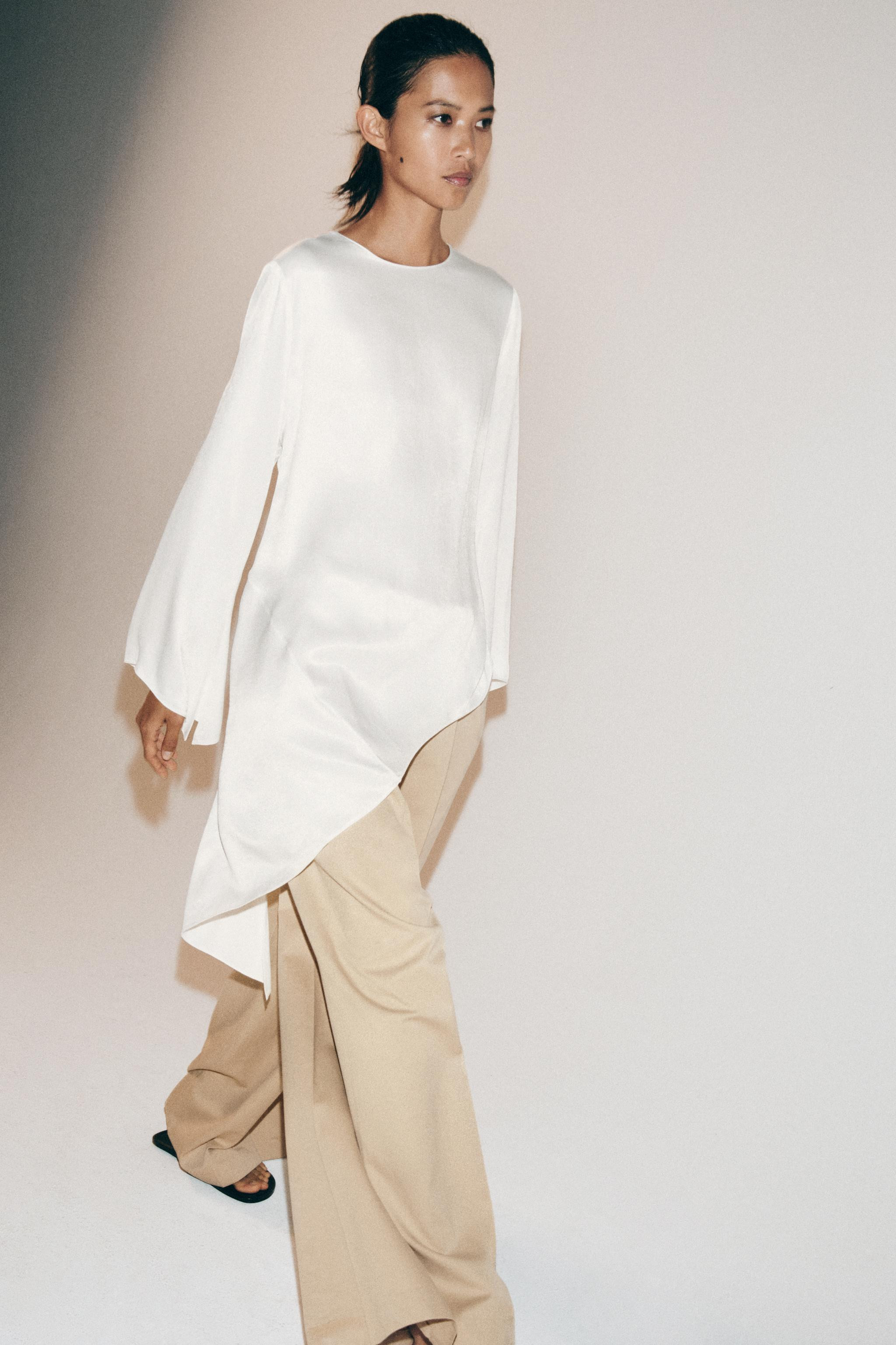 ZW COLLECTION ASYMMETRIC SATIN TOP | Zara UK