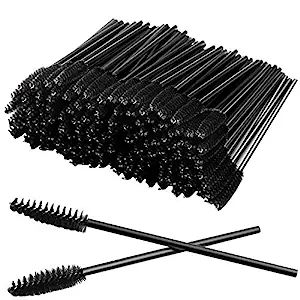 100 Pcs Disposable Eyelash Mascara Brushes for Eye Lashes Extension Eyebrow and Makeup (Black) | Amazon (US)