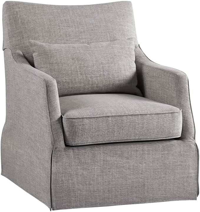 Martha Stewart London Upholstered Skirted Swivel Armchair with Lumbar Pillow | Amazon (US)