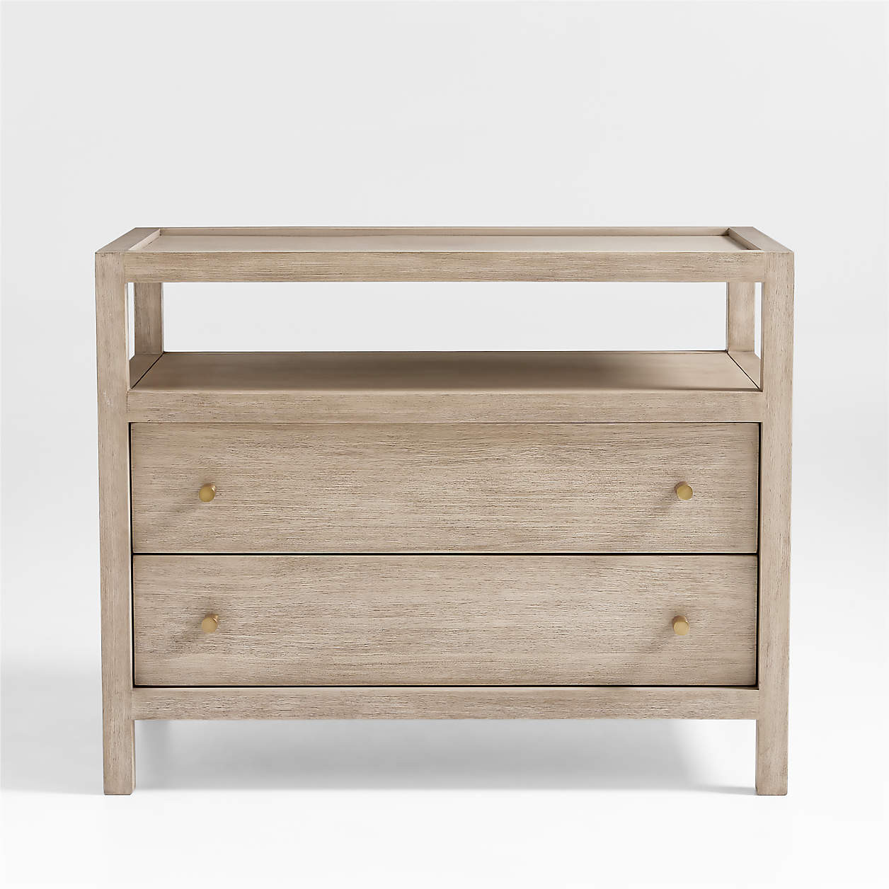 Keane Weathered Natural Wood Charging Nightstand + Reviews | Crate & Barrel | Crate & Barrel