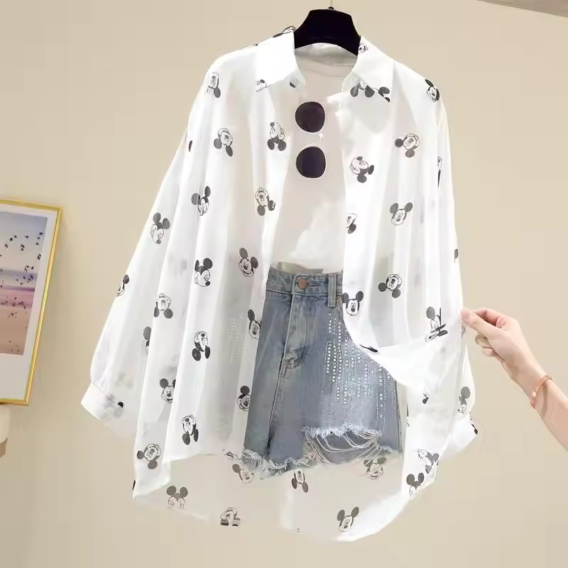 Mickey Mouse Blouse Ladies Long Sleeve Women Shirt Beach Shirts Kawaii Cartoon Summer Disney Clot... | AliExpress (US)