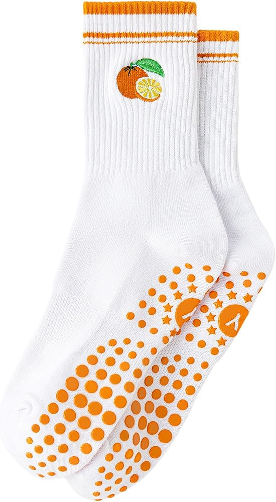 Yawlsow Pilates Grip Socks for Women Yoga Grippy Socks Cute Barre Non Skid Athletic Crew Sticky S... | Amazon (US)