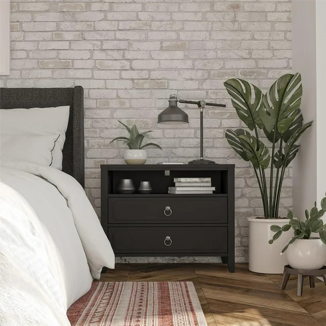 Her Majesty 2 Drawer Nightstand, Black | Walmart (US)