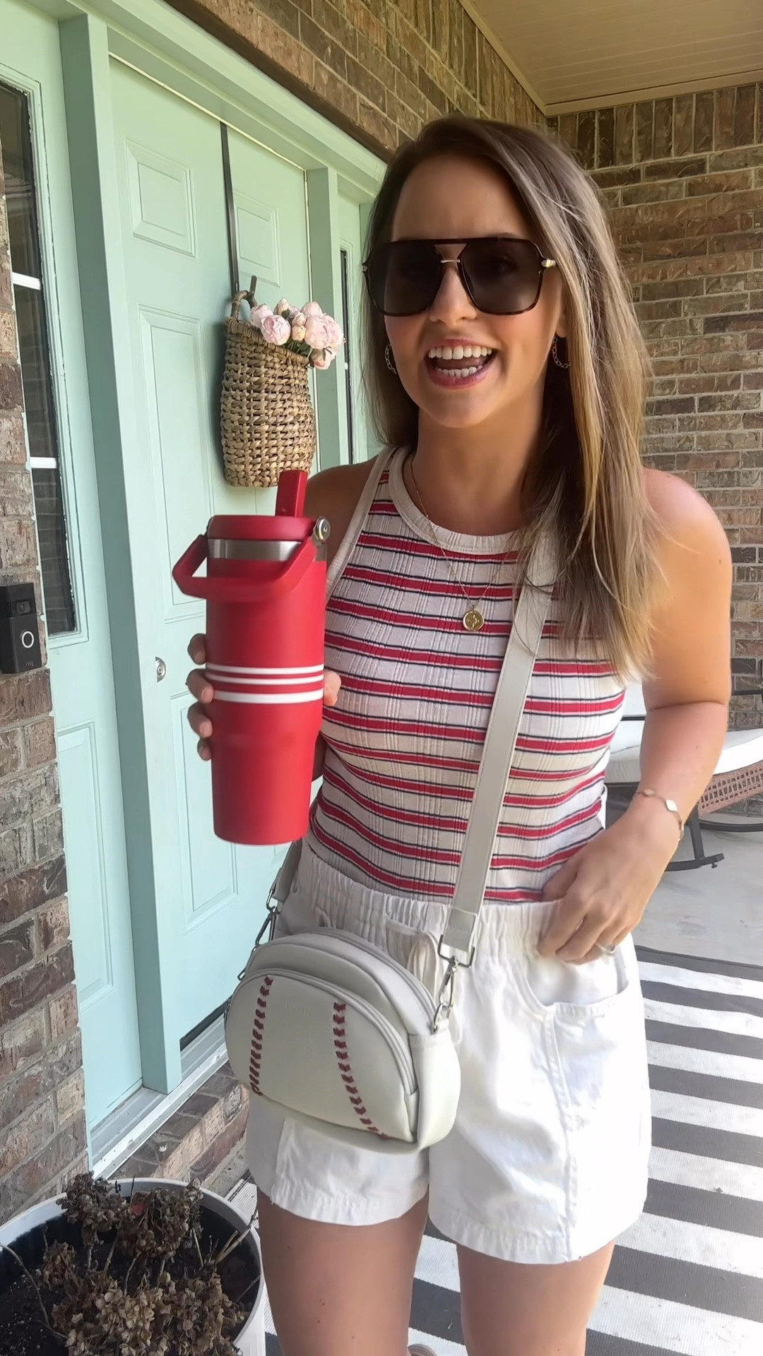 Casual summer outfit— on sale right now at Target! 🎯 pull on shorts are on sale for $14! Wearing size M in tank + relaxed denim white shorts! Thanks @targetandtopknots for this outfit inspo! Seriously SO good. Cute Fourth of July outfit & beyond! Loving this baseball purse for all my sports moms too!! 😍

#LTKStyleTip #LTKFindsUnder100 #LTKSeasonal