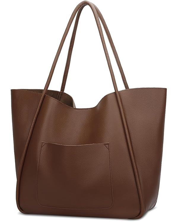 KKXIU Tote Bag for Women Vegan Leather Shoulder Purse Large Capacity Travel Bag | Amazon (US)