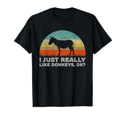 Funny I Just Really Like Donkeys OK T-Shirt T-Shirt, Men, Black, X-Large | Amazon (US)