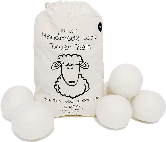 Wool Dryer Balls Organic XL 6-Pack by Ecoigy, Reusable Natural Fabric Softener for Laundry, Dryer... | Amazon (CA)