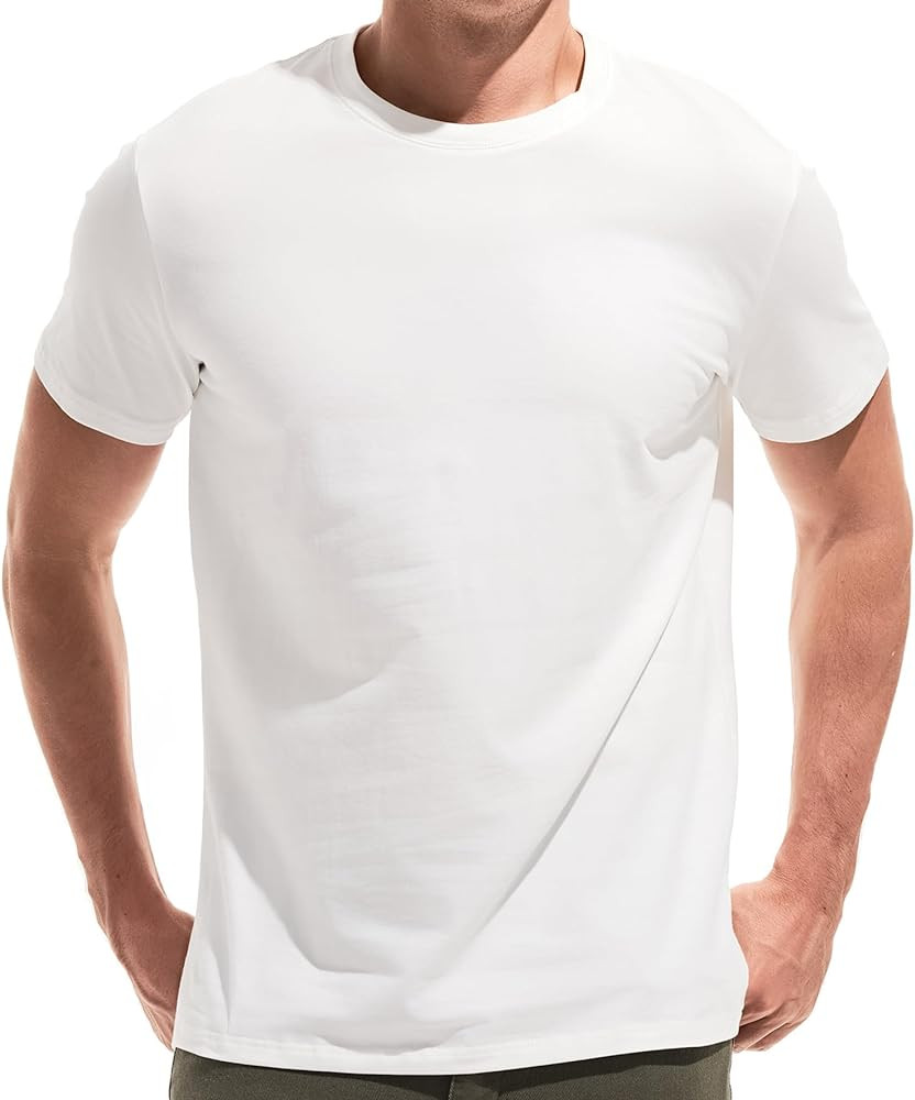 VEIISAR Mens T Shirt - Short Sleeve Crew Neck Soft Fitted Elastic Tees Fresh Classic Tshirts Colo... | Amazon (US)