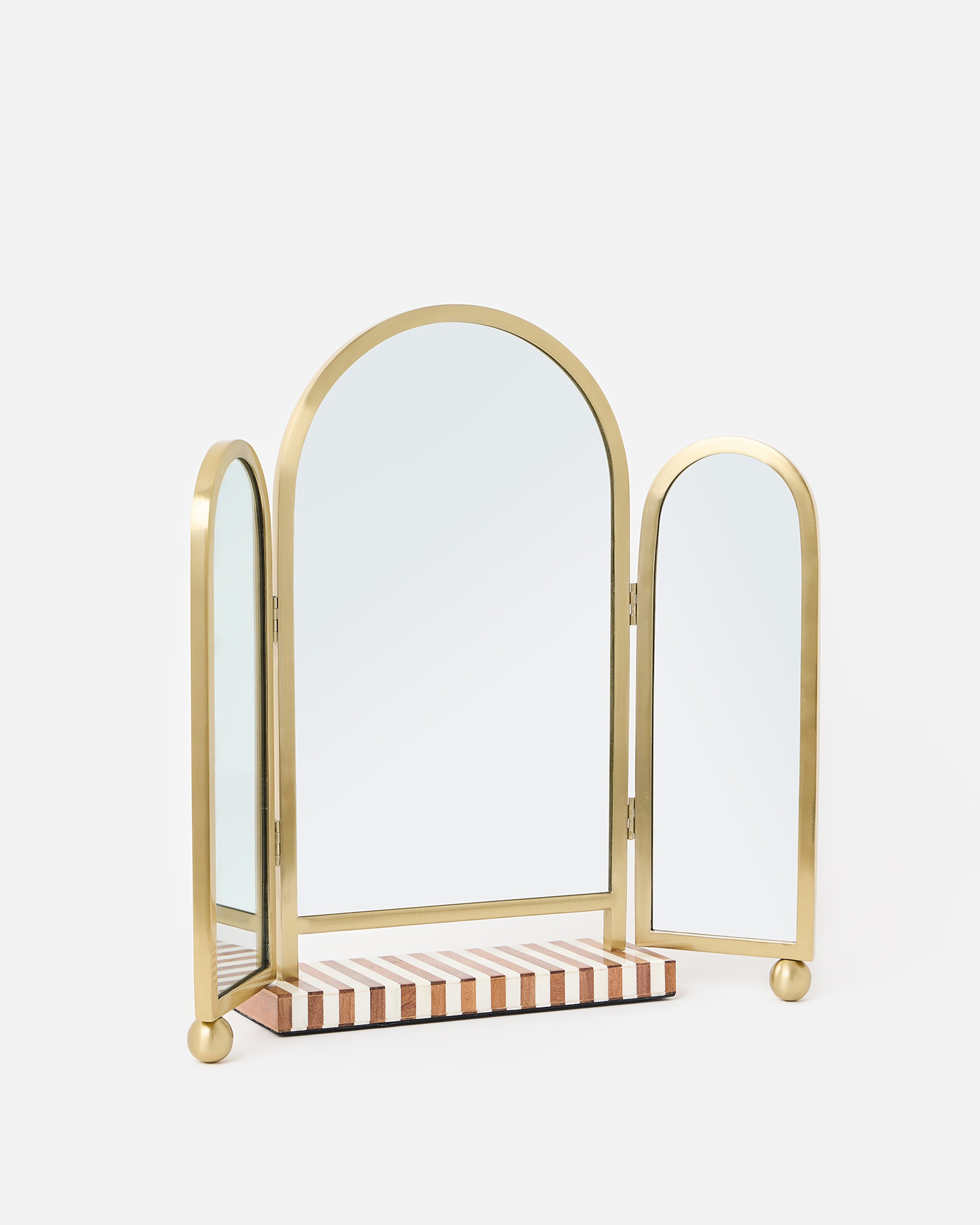 Rayas Striped Triple Arch Dressing Table Mirror | Oliver Bonas (Global)