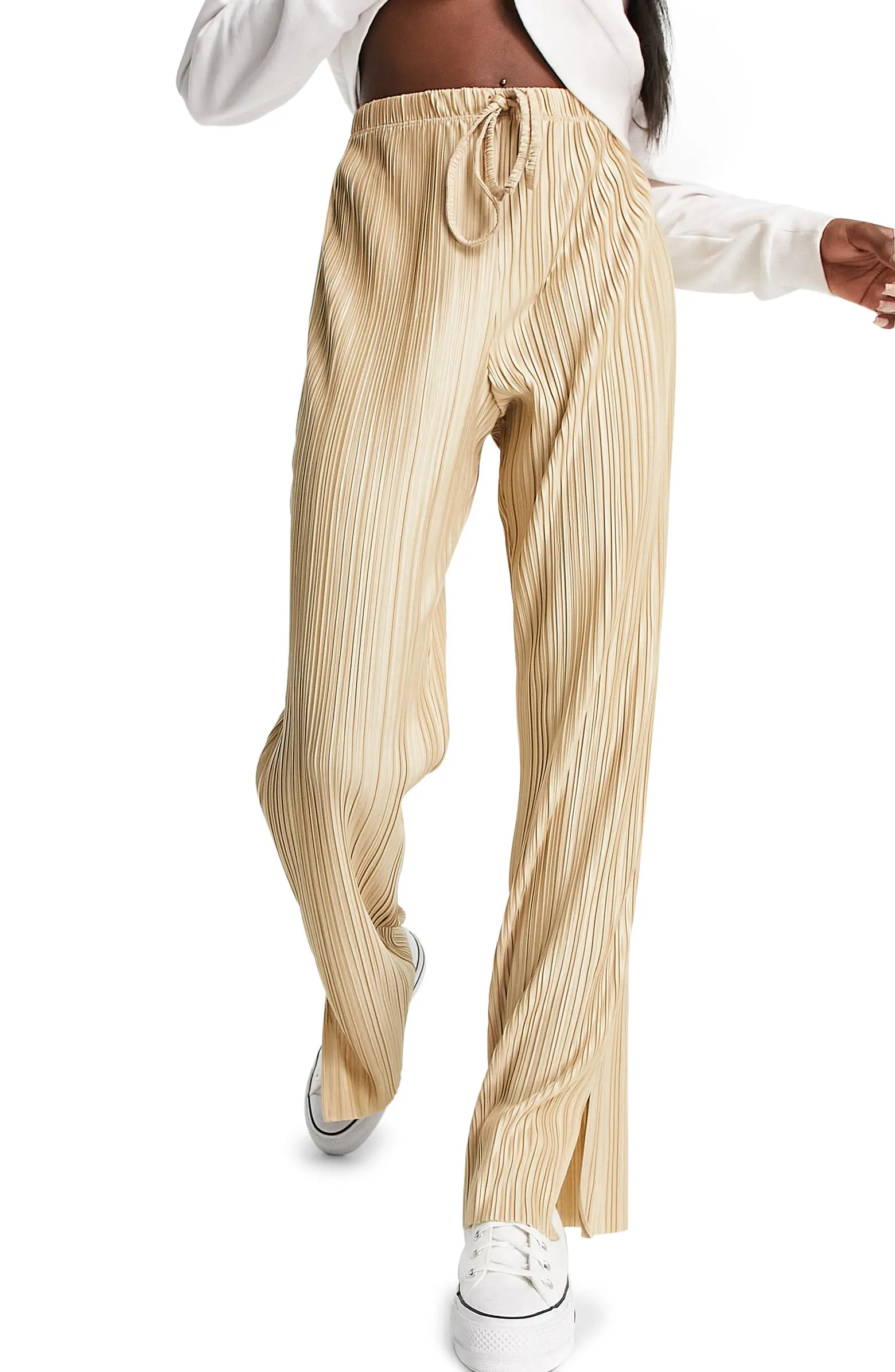 Topshop Plissé Straight Leg Trousers | Nordstrom | Nordstrom