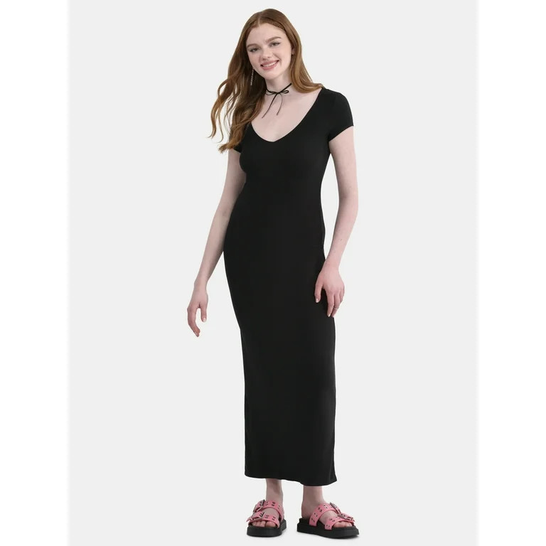 No Boundaries Maxi Dress with Cap Sleeves, Women's - Walmart.com | Walmart (US)