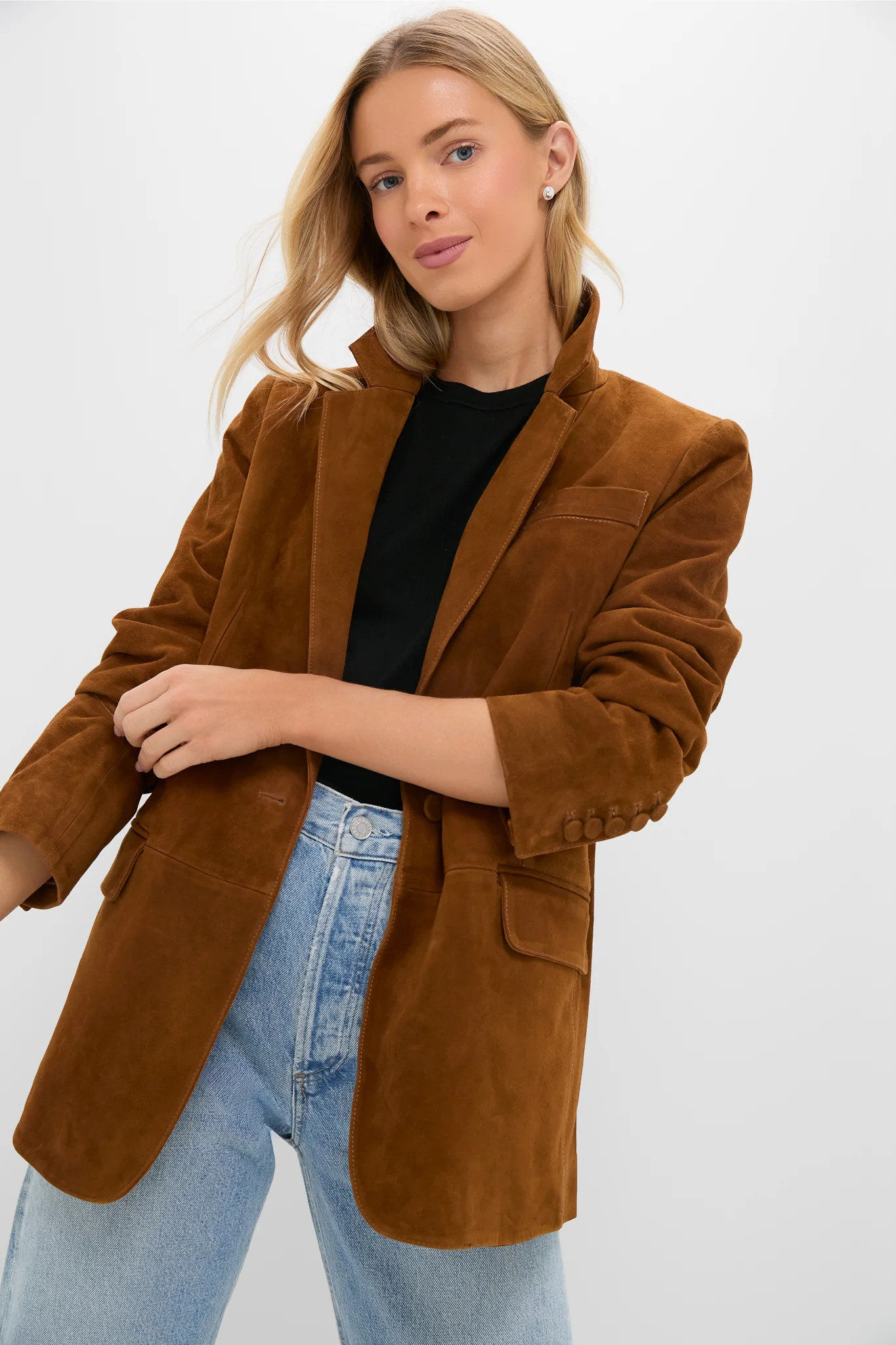 Toffee Suede Leo Blazer | Tuckernuck (US)