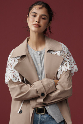 By Anthropologie Tie-Front Lace Cutwork Cape | Anthropologie (US)