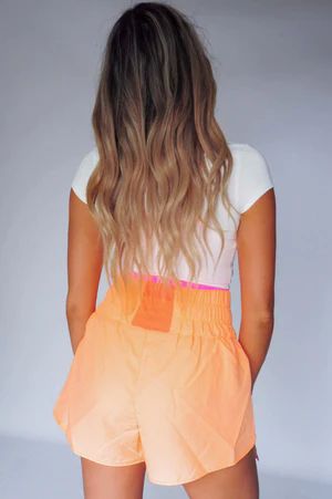 Smocked Waist Shorts: Neon Peach | Shophopes