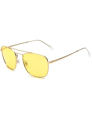 JIM HALO Retro Square Aviator Sunglasses Premium Glass Lens Flat Metal Eyewear Men Women | Amazon (US)