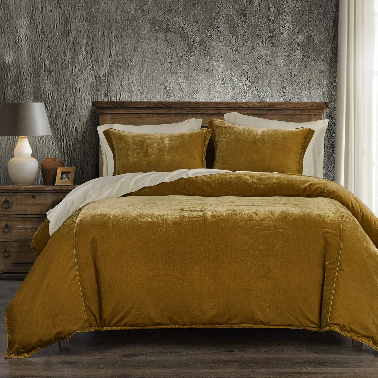 Stella Faux Silk Velvet Classic Chic Modern Rustic Romantic Western Duvet Cover Set | Wayfair North America