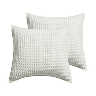 Levtex Home Mills Waffle Cream Solid Cotton 26 in. x 26 in. Euro Sham (Set of 2) L20633EU2 - The ... | The Home Depot