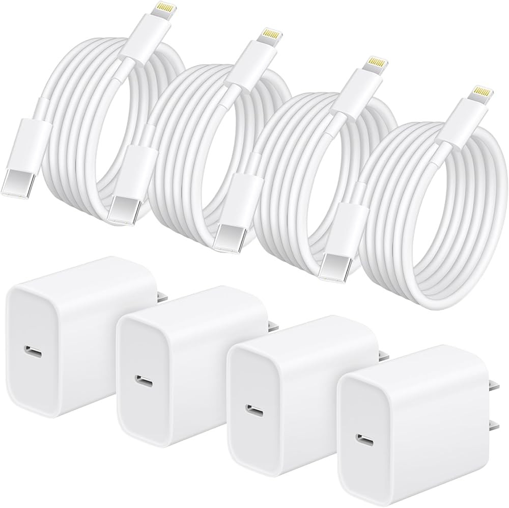 i Phone Charger Fast Charging, 4 Pack 20W Fast Charger i Phone Cube with 6 FT USB C Charger Cord,... | Amazon (US)