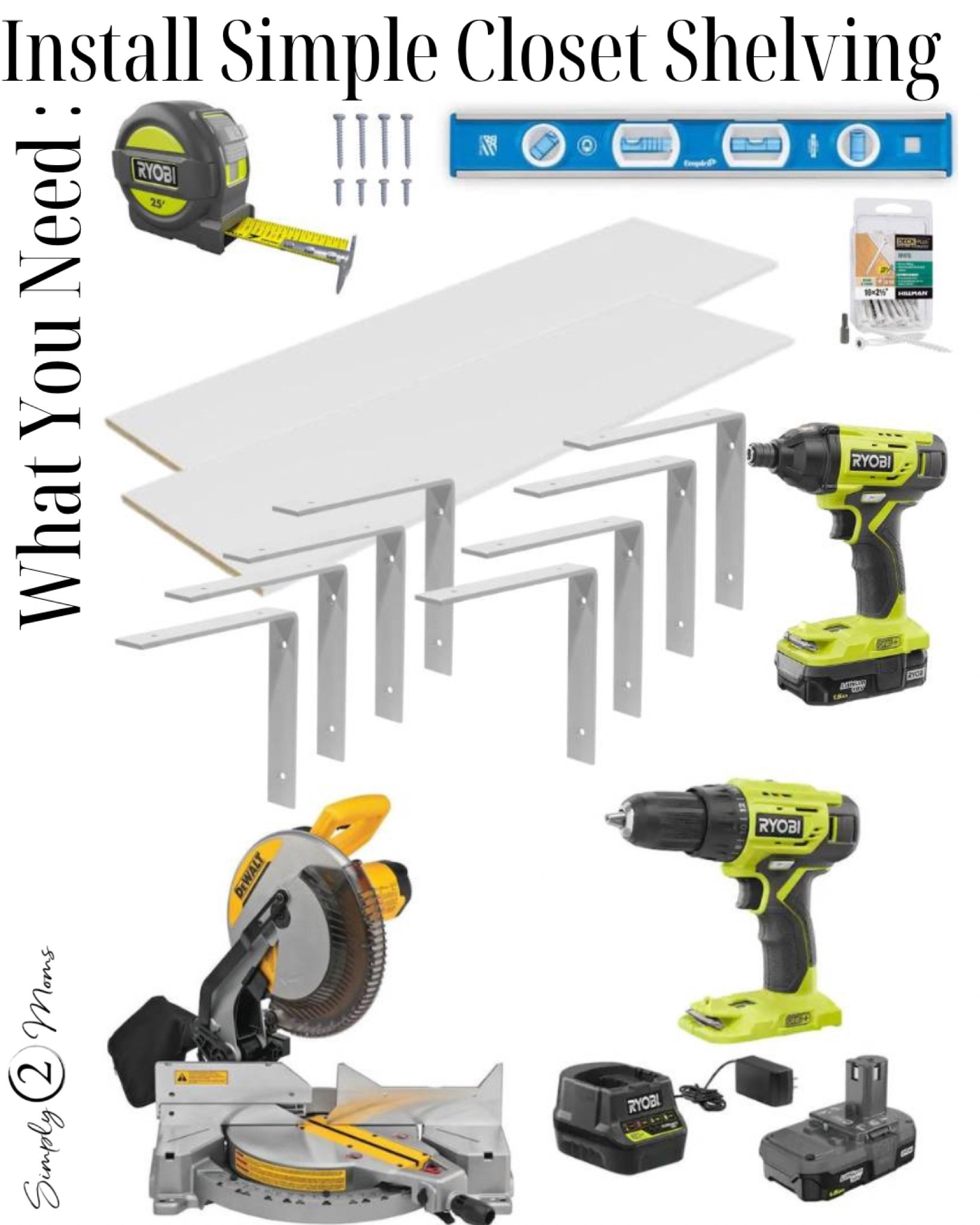 Get your closet organized by installing additional shelves. Here are all the tools and products you need to hang sturdy and stylish shelves. 

#LTKunder100 #LTKhome #LTKunder50