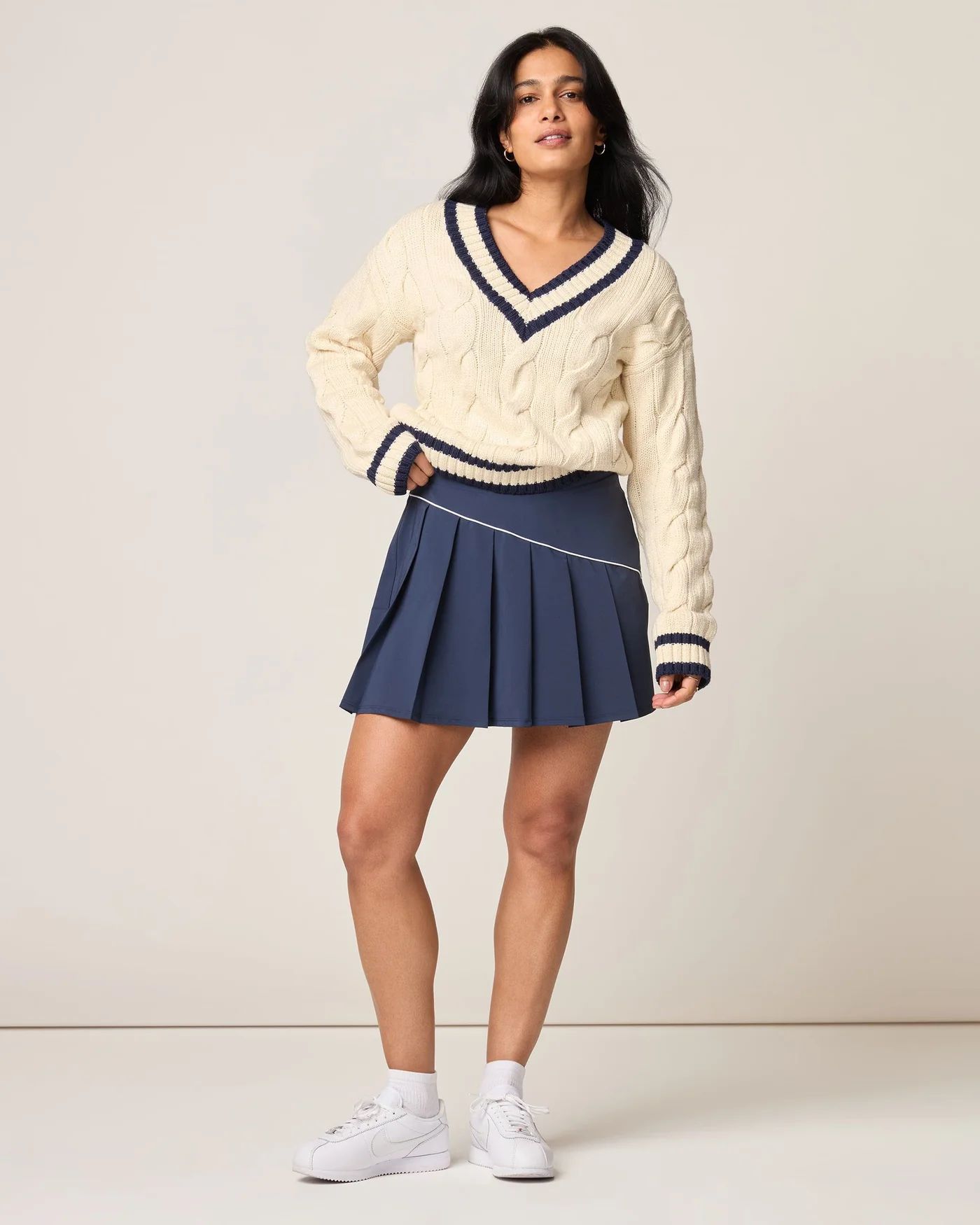 Varsity Cable Knit Cotton Sweater | johnnie O