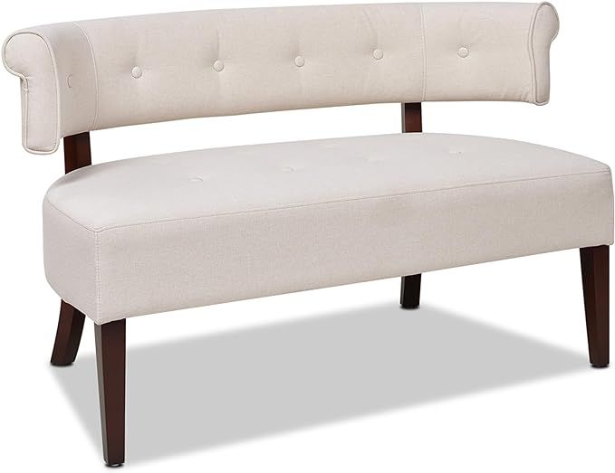 Jennifer Taylor Home Jared Roll Arm Tufted Bench Settee, Sky Neutral Beige Polyester | Amazon (US)