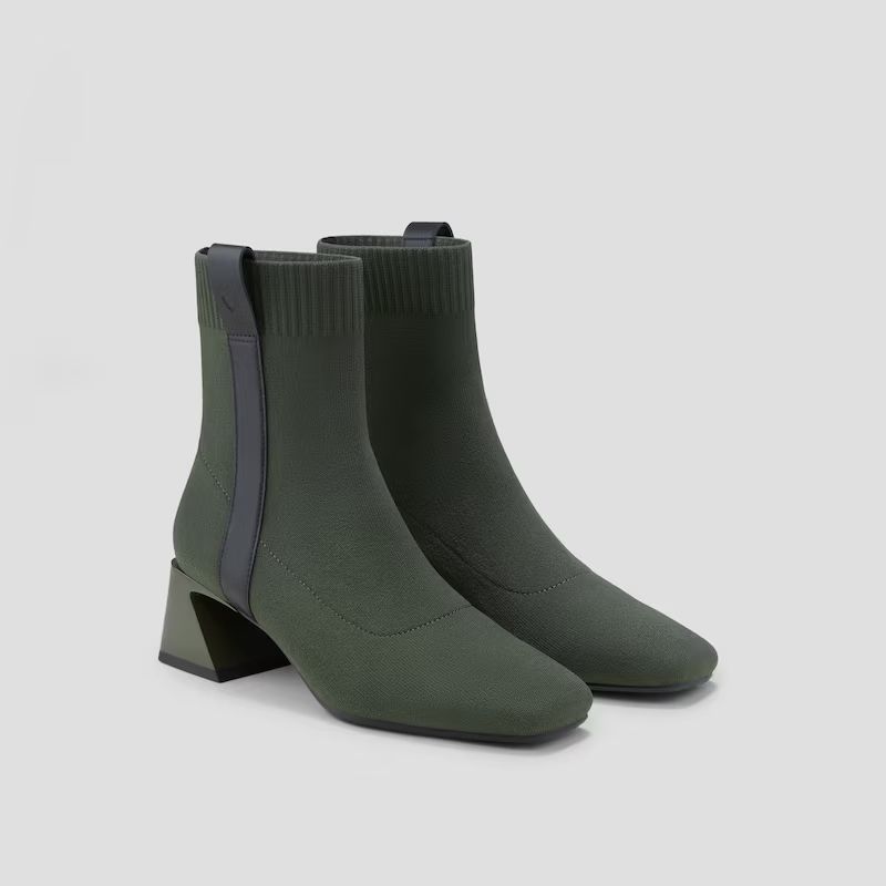 Square-Toe Water-Repellent Heeled Boots (Rafaella) | VIVAIA