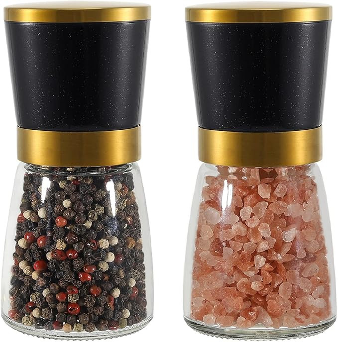 Gold Salt and Pepper Grinder Set Stainless steel Salt and Pepper Shaker Set Gold Ceramic Adjustab... | Amazon (US)