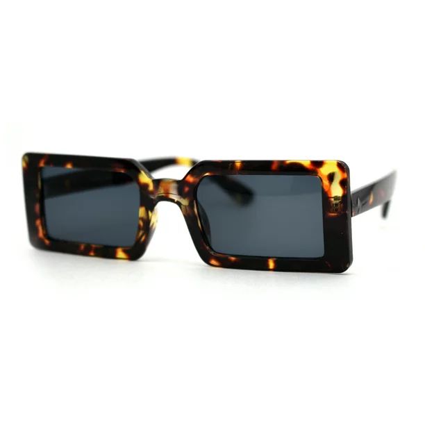 Womens 90s Square Rectangle Vintage Hippie Sunglasses Tortoise Black | Walmart (US)
