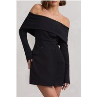 Tara | Black Bardot Tailored Blazer Dress | Club L London