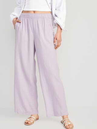 High-Waisted Linen-Blend Wide-Leg Pants for Women | Old Navy (CA)