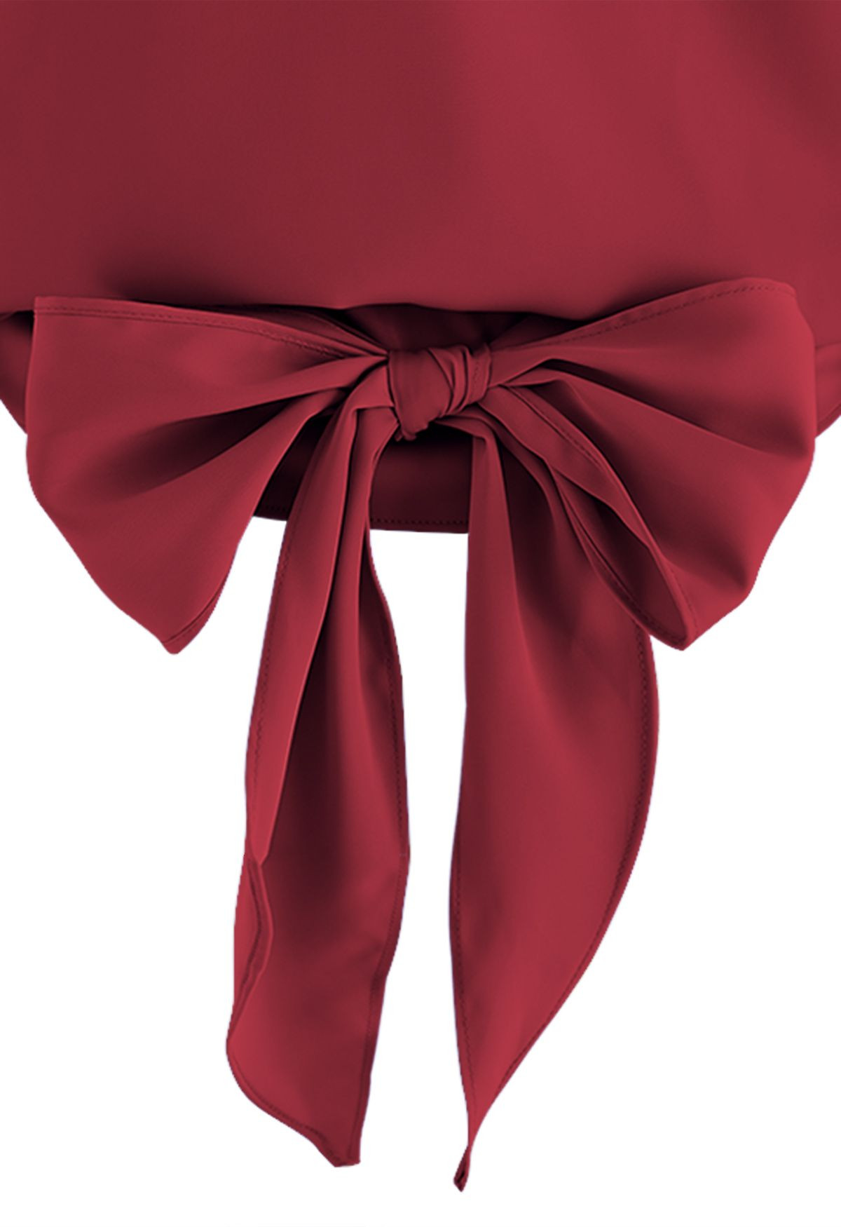 Crisscross Tie-Bow Satin Top in Burgundy | Chicwish