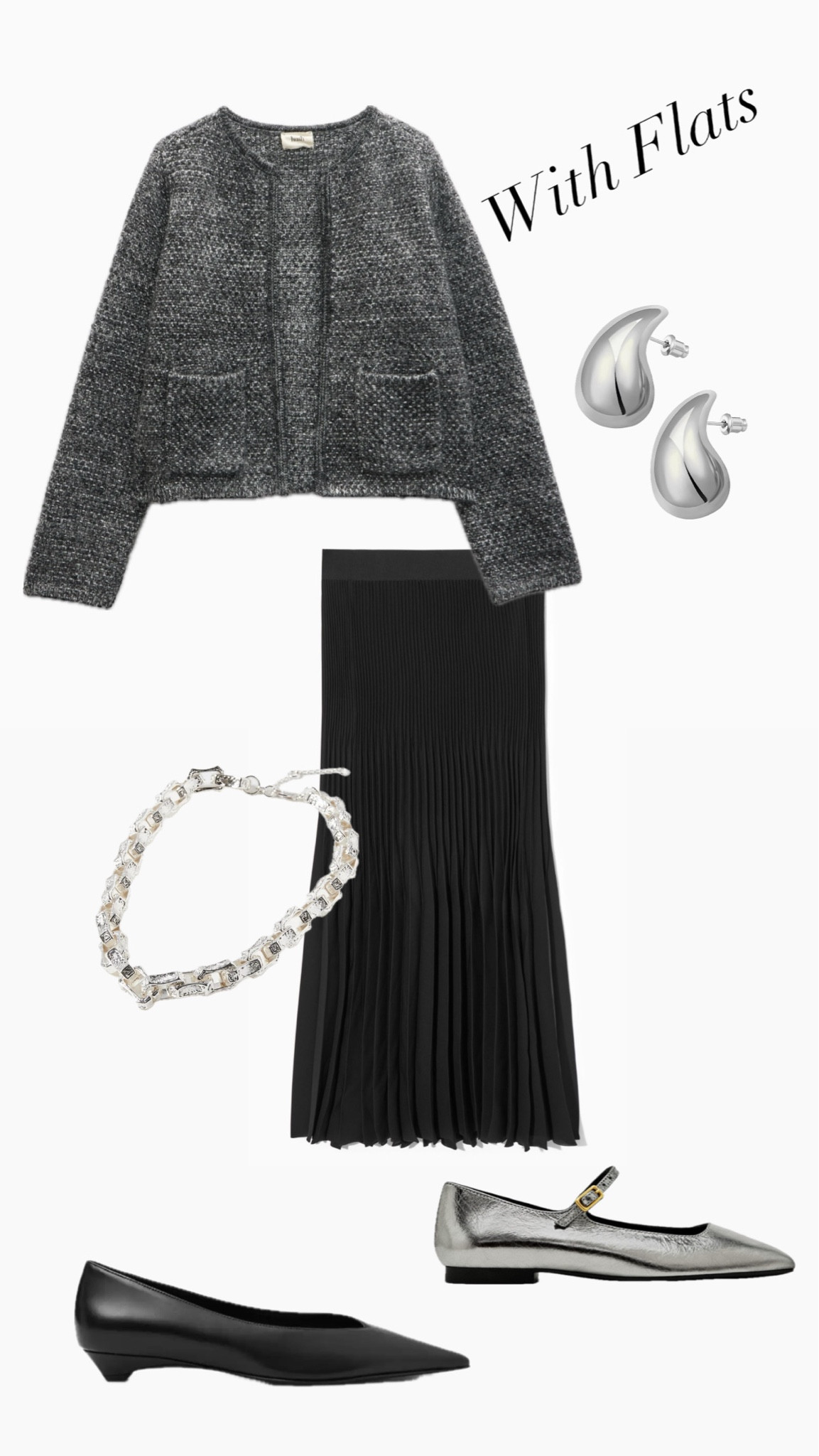 Pleated Skirt styling 
Mary Jane’s
Flats 
silver accessories 

#LTKstyletip #LTKfindsunder100 #LTKover40