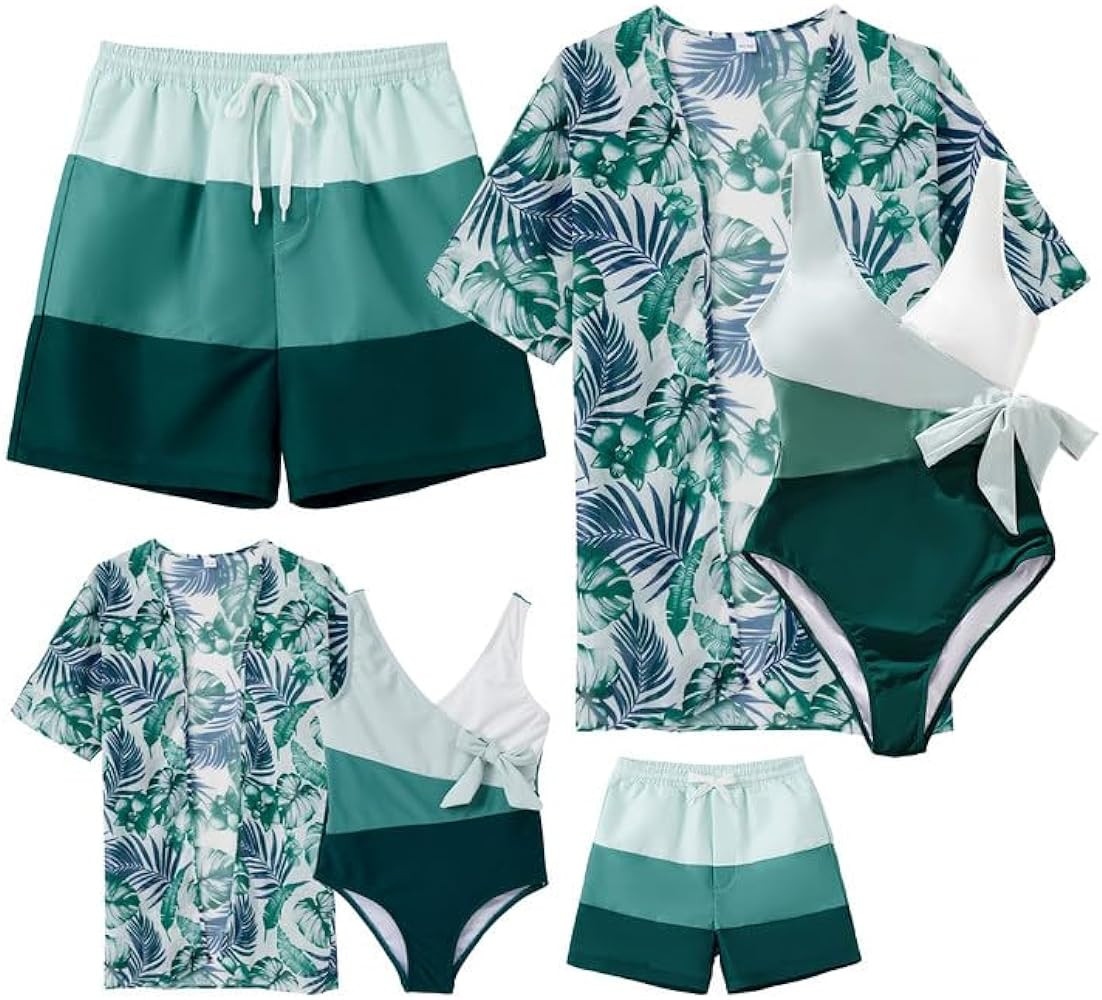 IFFEI Mommy and Me Family Matching Swimsuits Color Block Women One Piece Tummy Control Bathing Su... | Amazon (US)