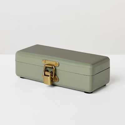 3" Small Rectangle Metal Box with Brass Hardware - Hearth & Hand™ with Magnolia | Target